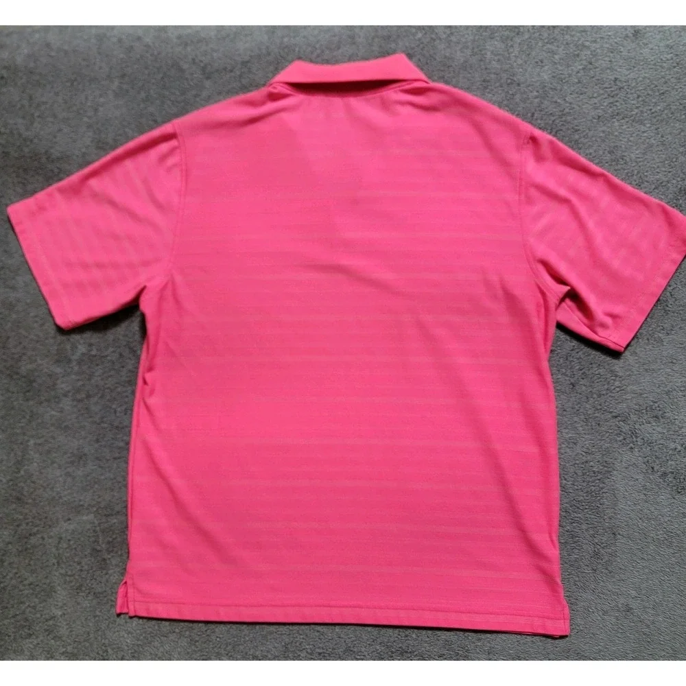 Walter Hagen Polo Golf Shirt Men's Size Large Pink Striped Performance 11